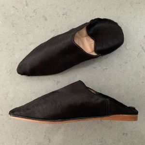 New Moroccan Baboush Black Pony Hair 39 / US 8